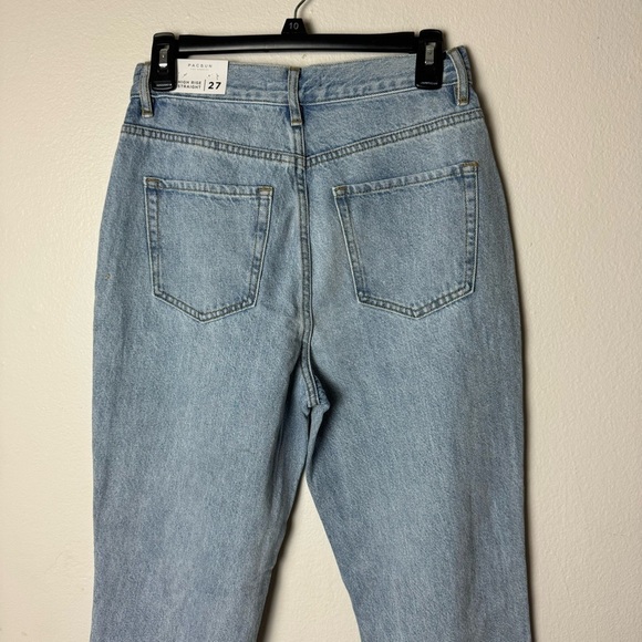 PacSun Light Blue Ripped High Waisted Straight Leg Jeans - Picture 6 of 10
